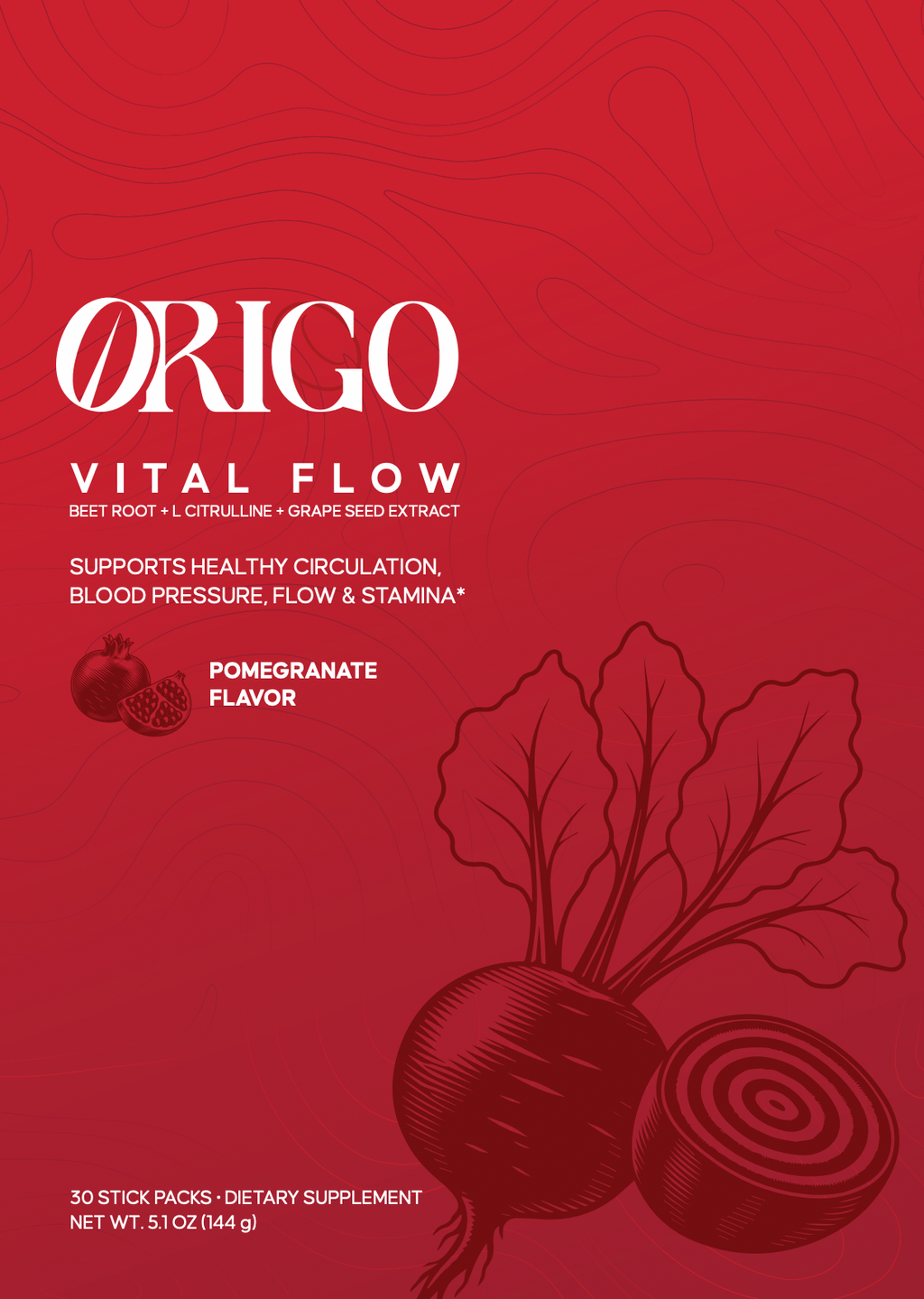 ORIGO Vital Flow Pomegranate – Front Packaging
