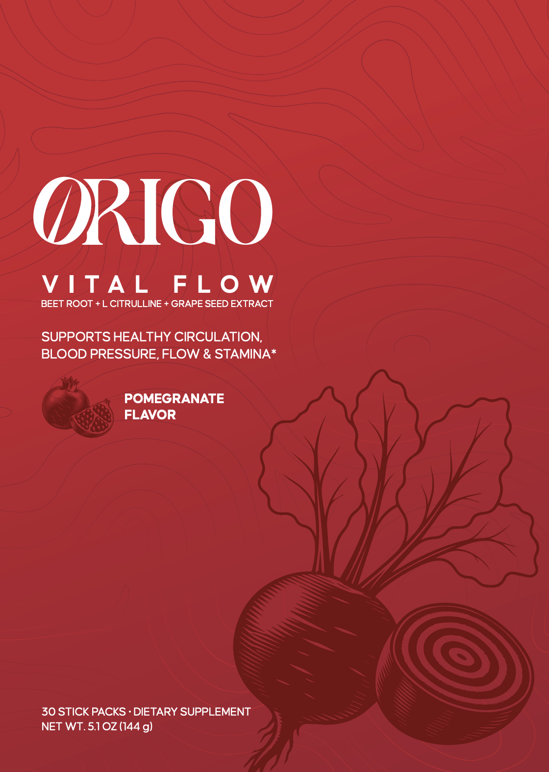 ORIGO Vital Flow Pomegranate – Front Packaging